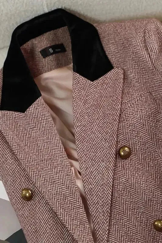 Delphine | Blazer Élégant Long Col Velours