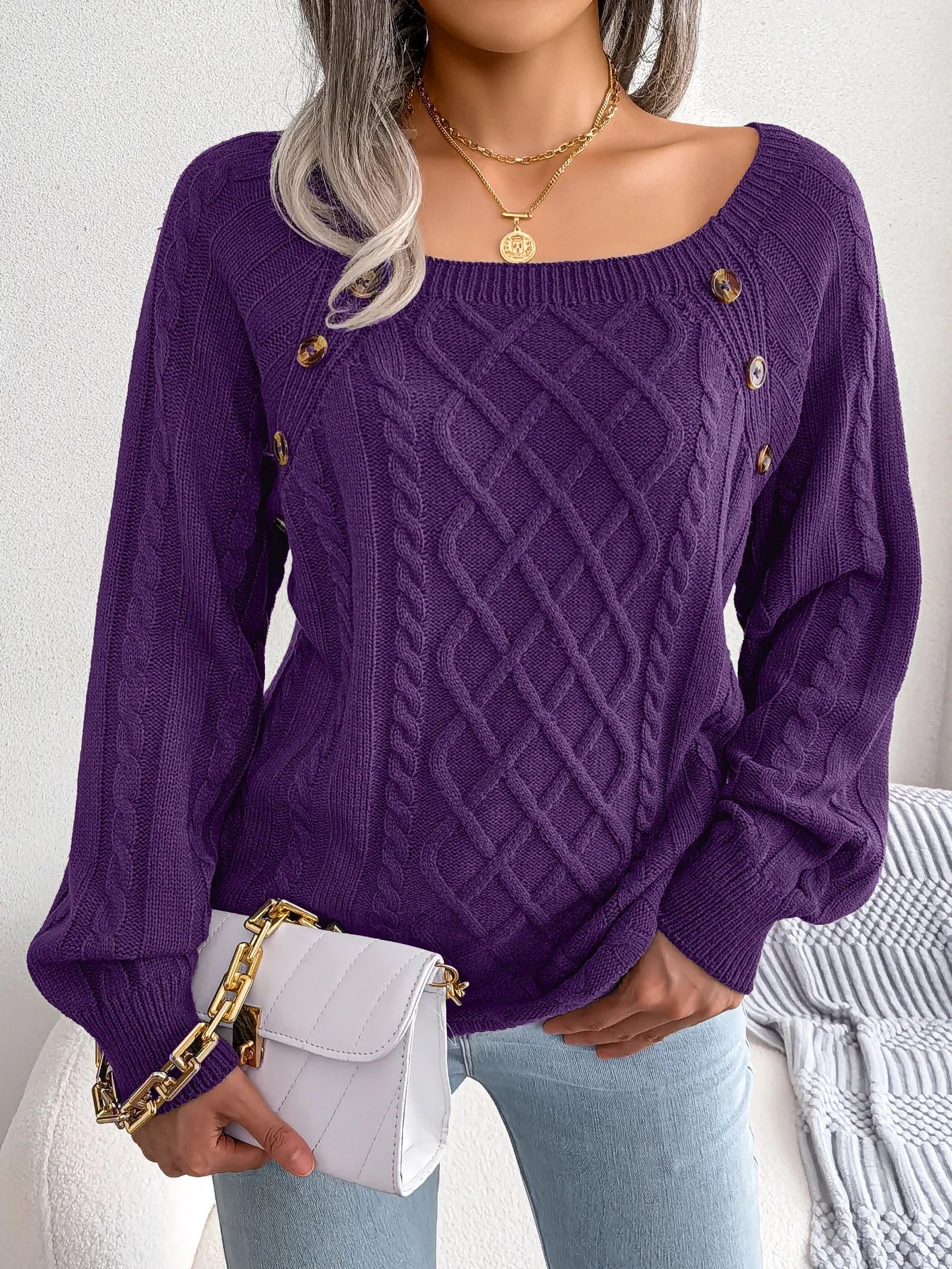 Rosalie – Pull En Maille Avec Encolure Carrée, Élégant Et Intemporel