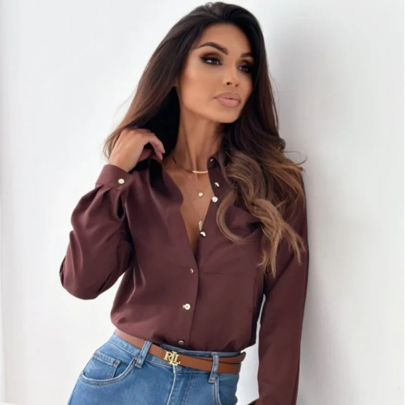 Blouse Femme En Satin Manches Longues - Mathilde