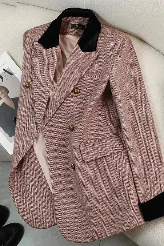 Delphine | Blazer Élégant Long Col Velours