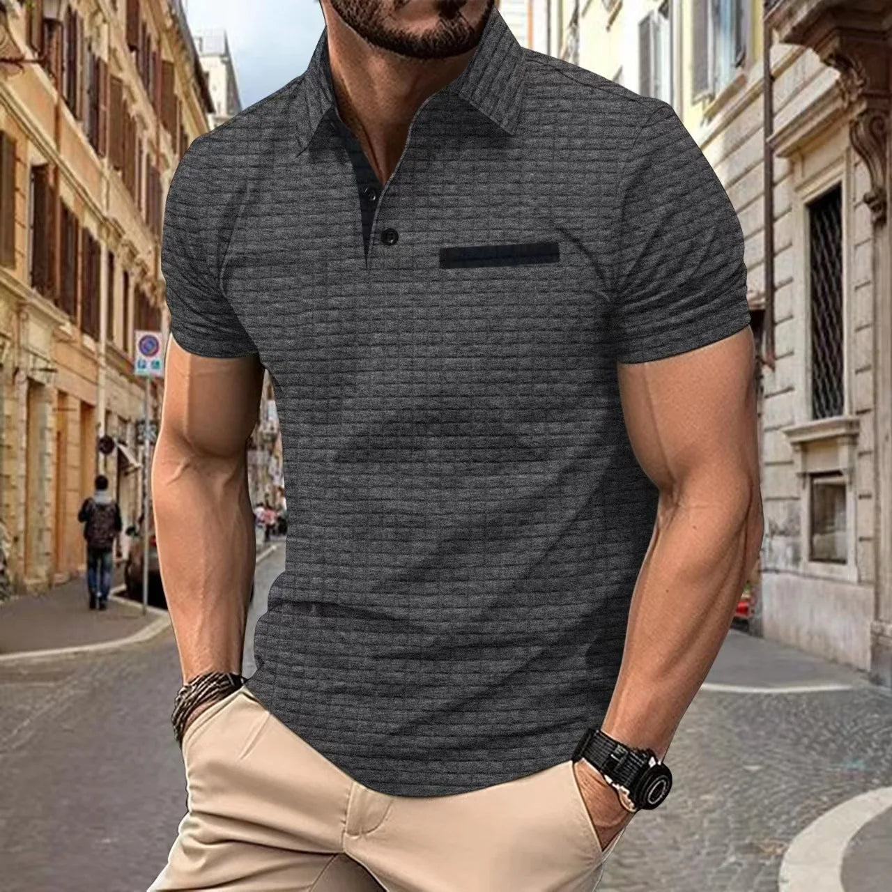 Nicolas - Polo Texturé Manches Courtes Moderne Homme