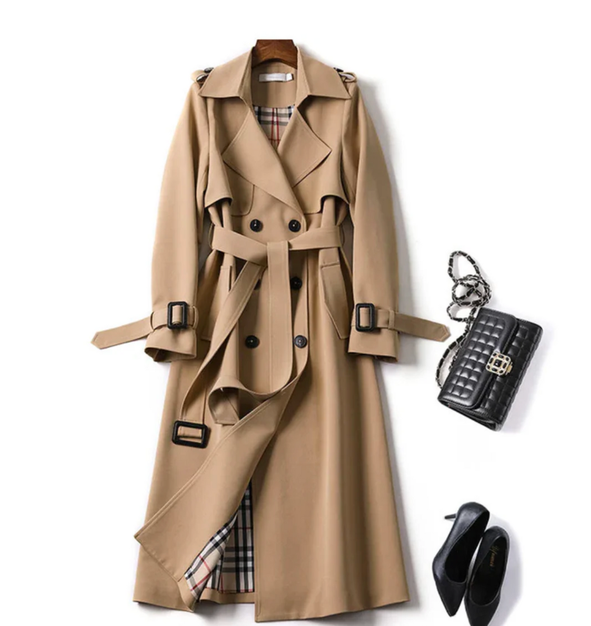 Brigitte | Trench Élégant Long Ceinturé