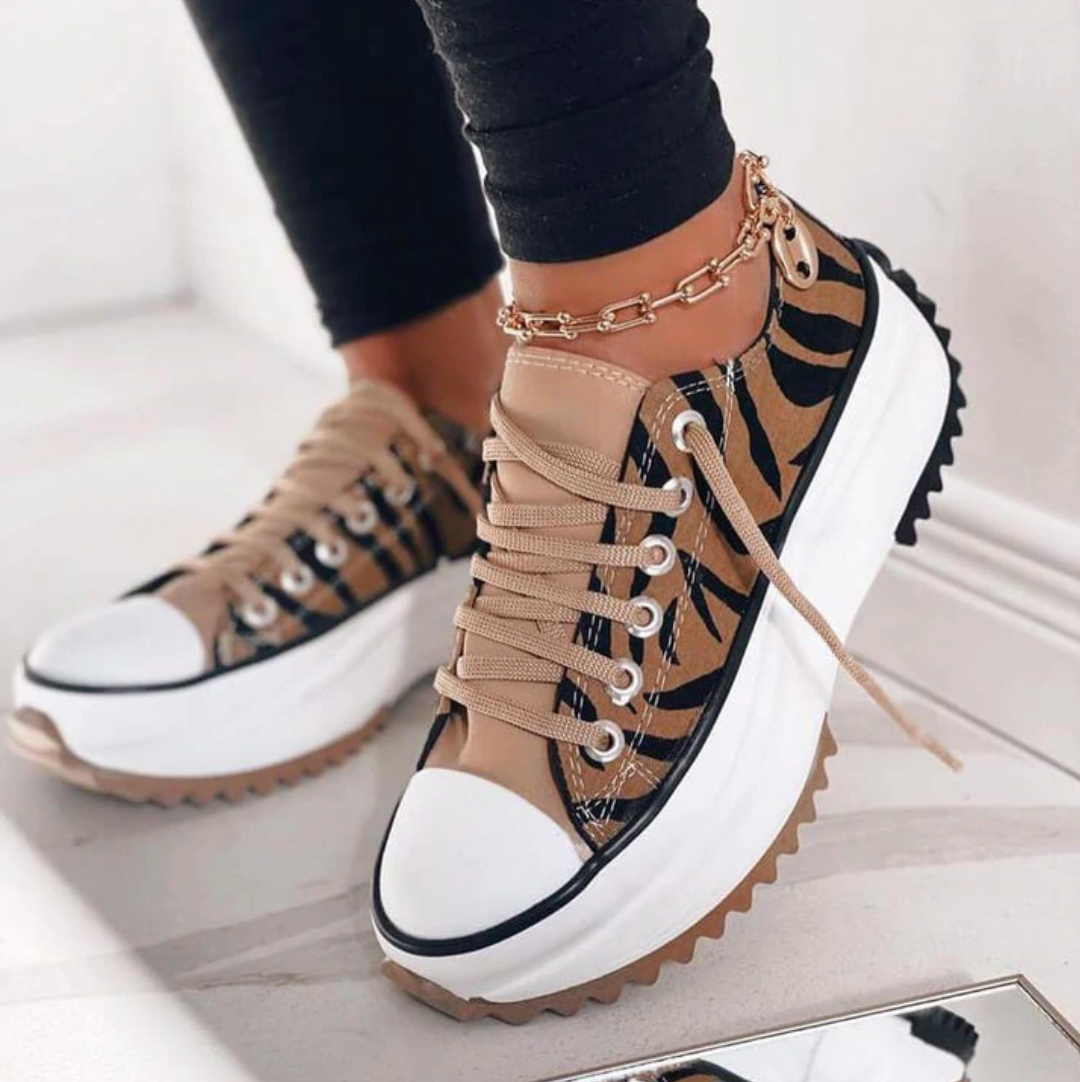Corinne - Baskets Chic Plateforme Semelle Crantée