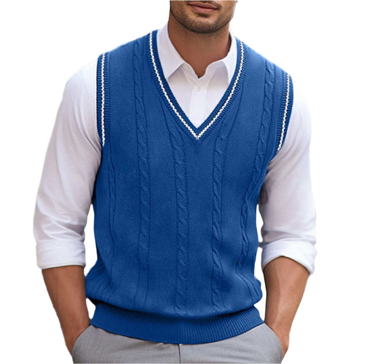 Maxime - Pull Sans Manches Col V Style Débardeur Homme