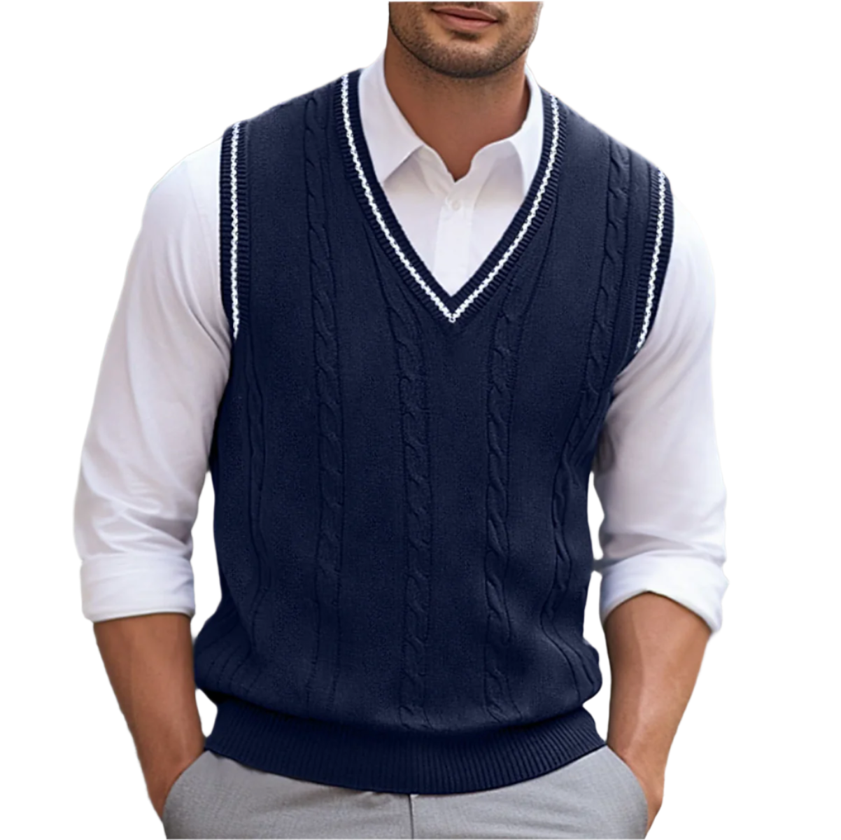 Maxime - Pull Sans Manches Col V Style Débardeur Homme