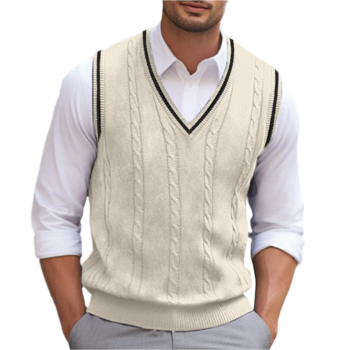 Maxime - Pull Sans Manches Col V Style Débardeur Homme