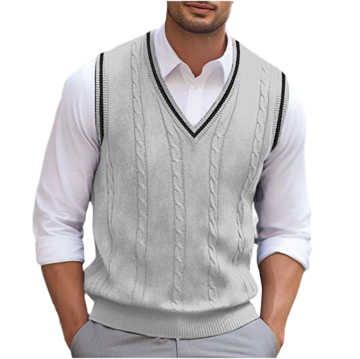Maxime - Pull Sans Manches Col V Style Débardeur Homme