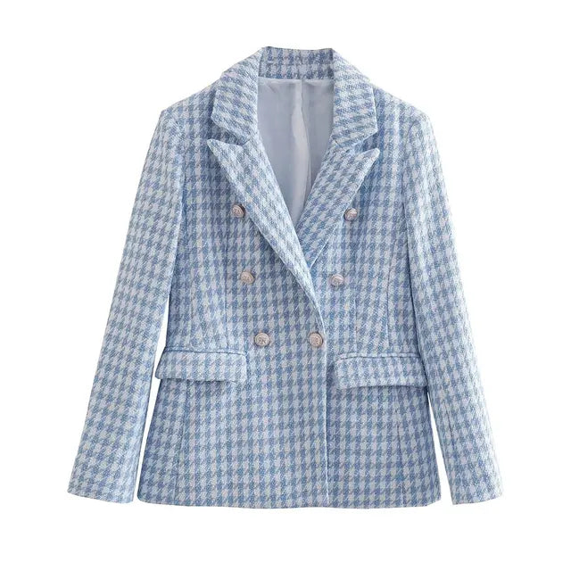 Camille - Veste Blazer Femme Vintage Pied-de-Poule - Élégant et Chic - Femme-1