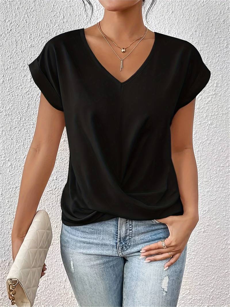 Agathe - Top Fluide Col V Drapé Femme