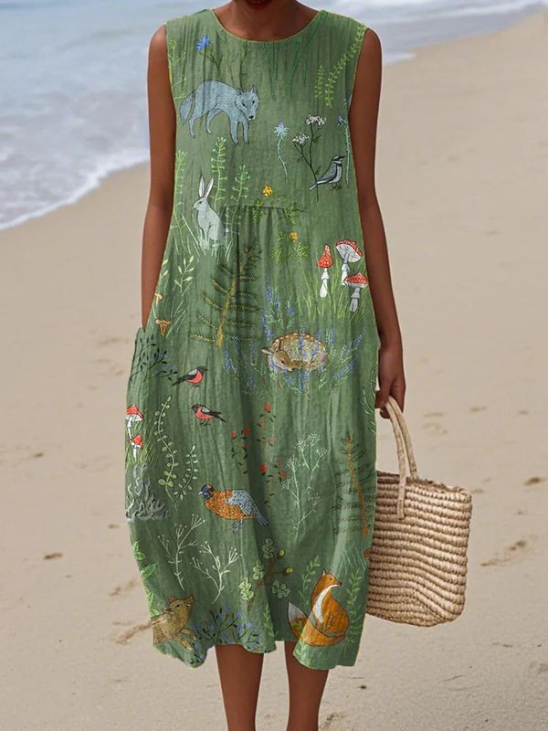 Sophie - Robe Lin Fluide Imprimée