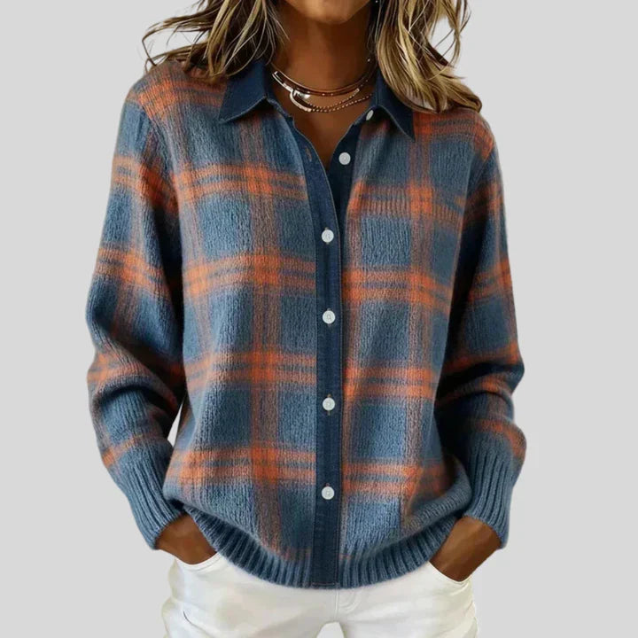 Laurence | Cardigan Chic Carreaux Boutonné