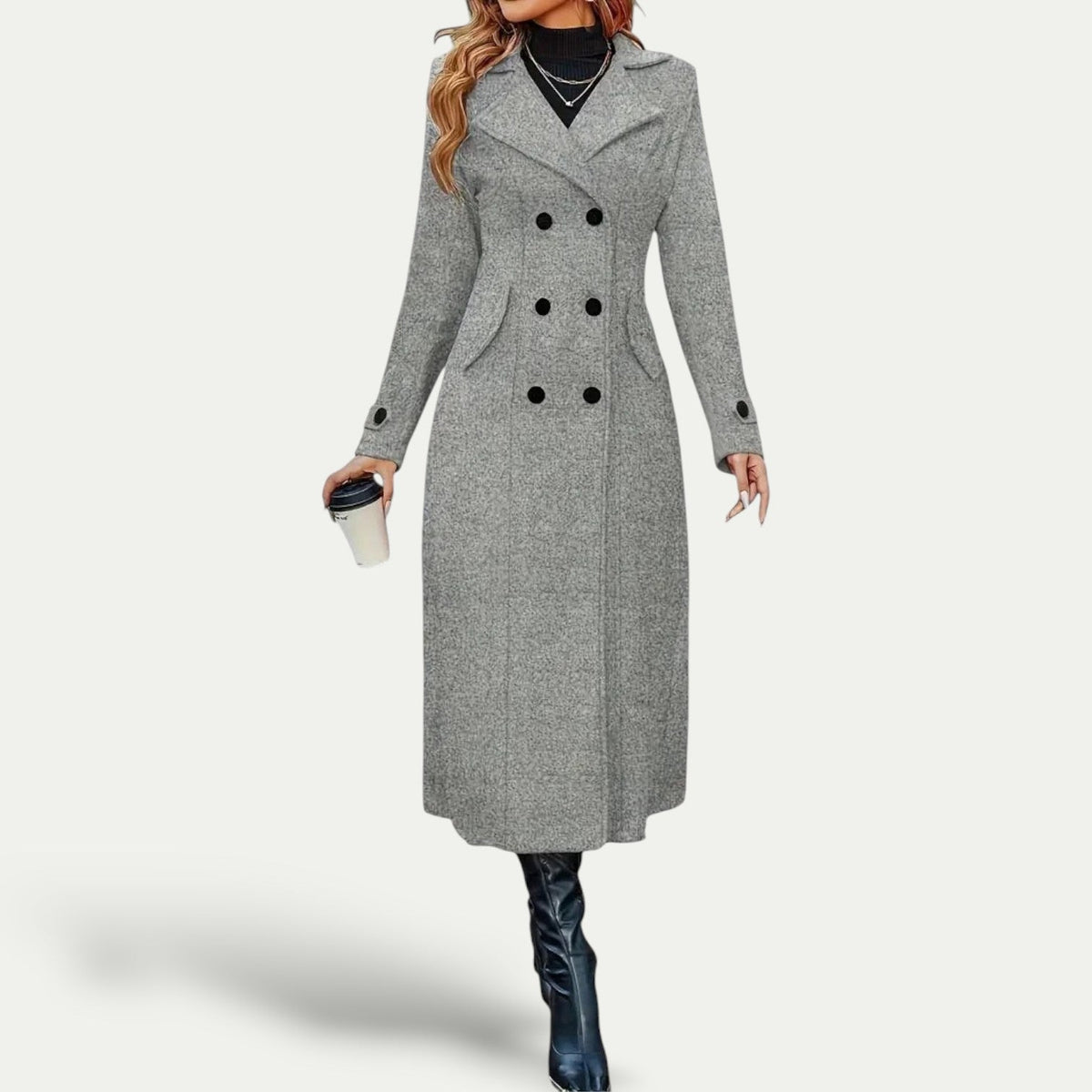 Monique | Manteau Élégant Mi-Long Cintré