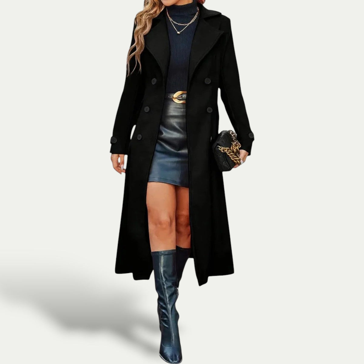 Monique | Manteau Élégant Mi-Long Cintré
