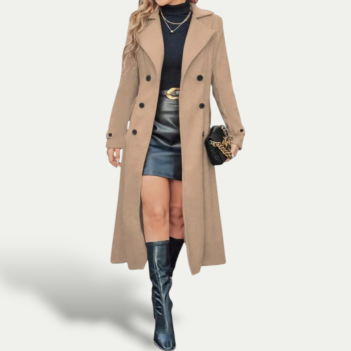 Monique | Manteau Élégant Mi-Long Cintré