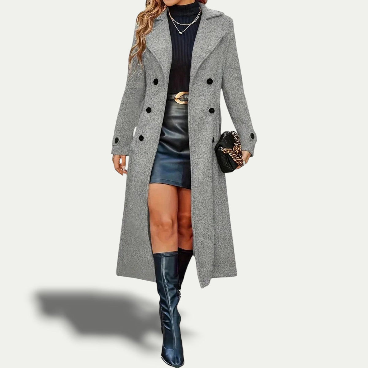 Monique | Manteau Élégant Mi-Long Cintré