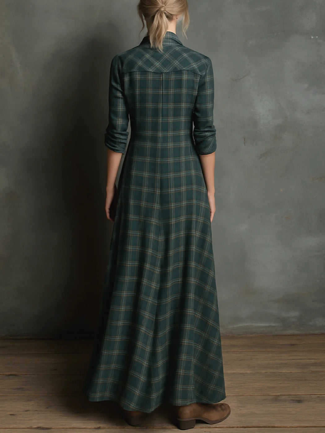 Corine - Robe Chemise Longue Femme à Carreaux