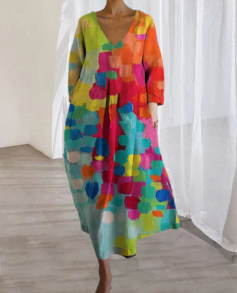 Thea - Robe Imprimée Colorée Avec Décolleté En V 3