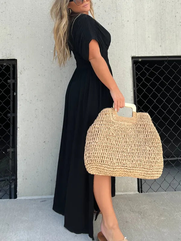 Éléonore - Robe Longue Avec Col En V Et Allure Élégante