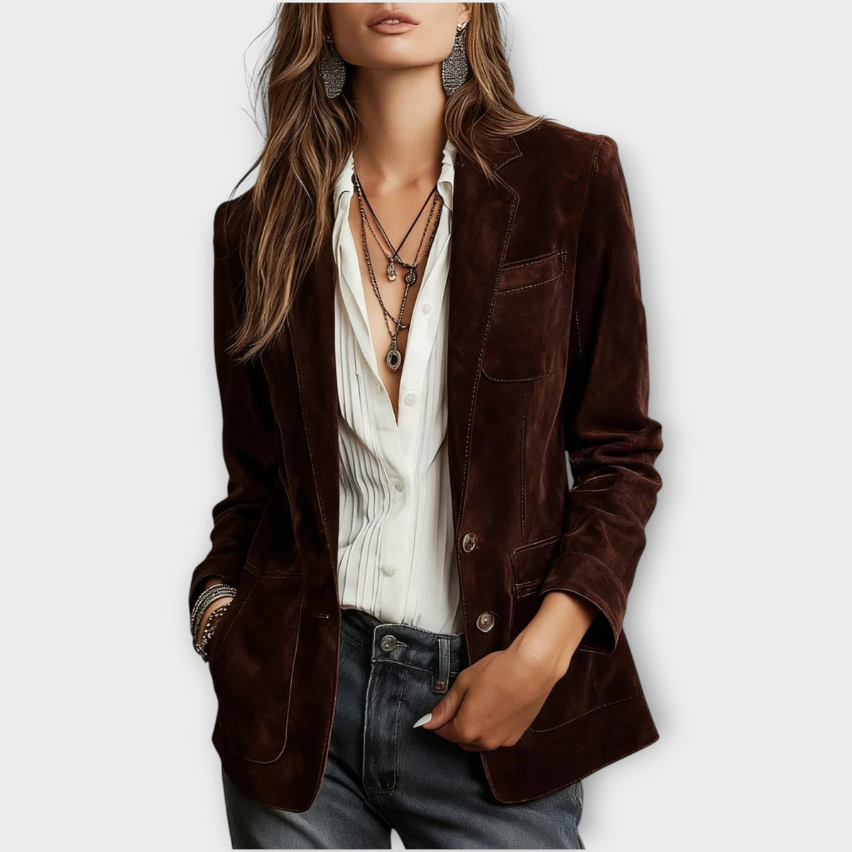 Priya | Blazer Chic Daim Vintage