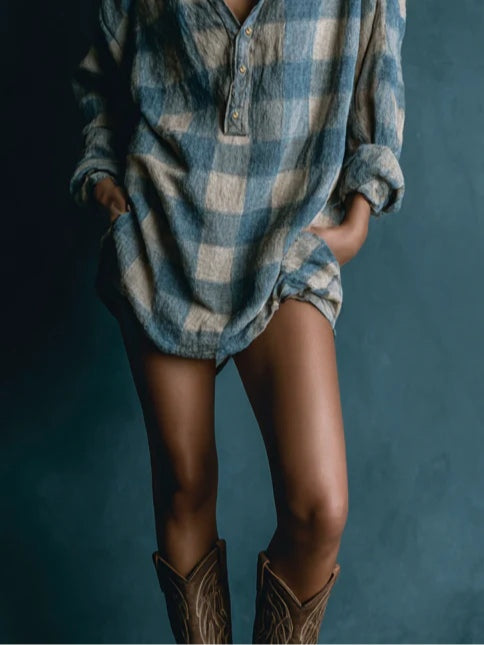 Robe Chemise Femme À Carreaux Oversize - Susan