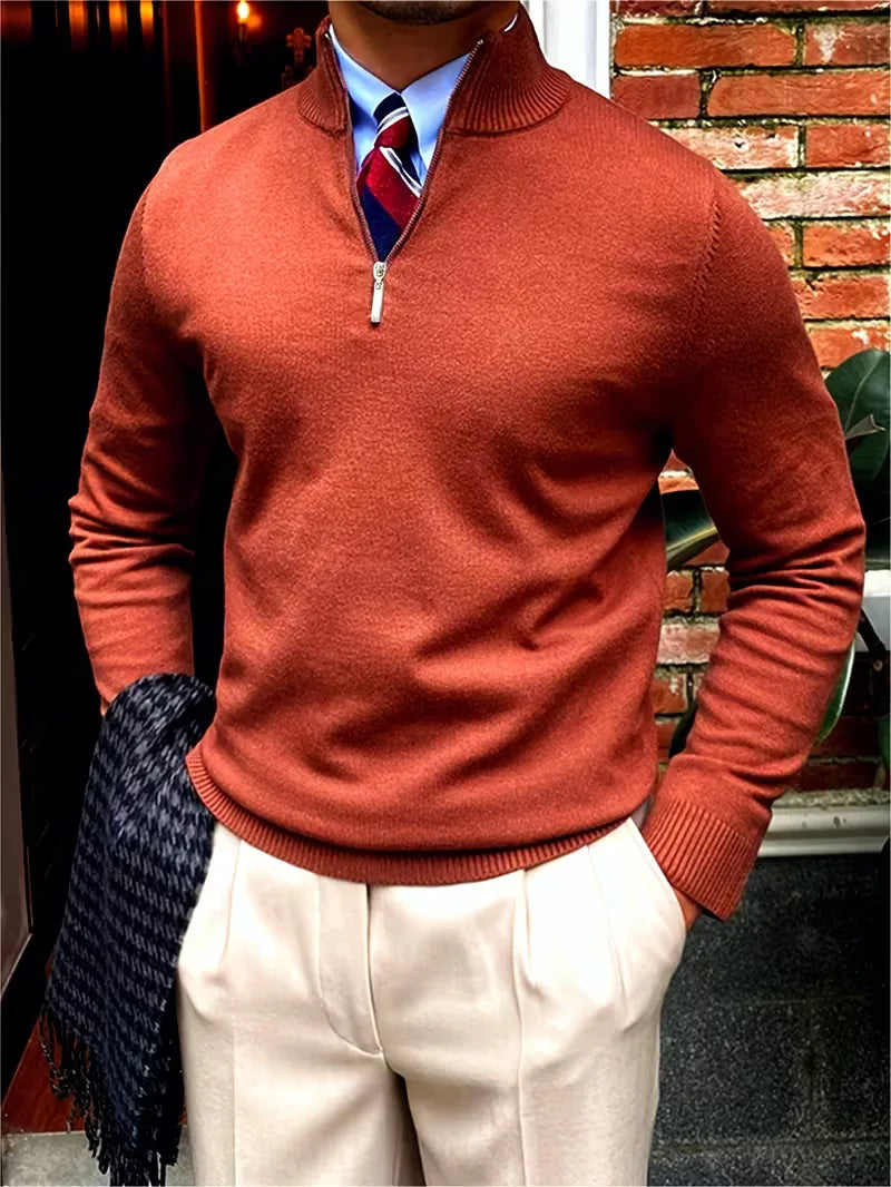 Thomas - Pull Élégant Col Montant Zippé