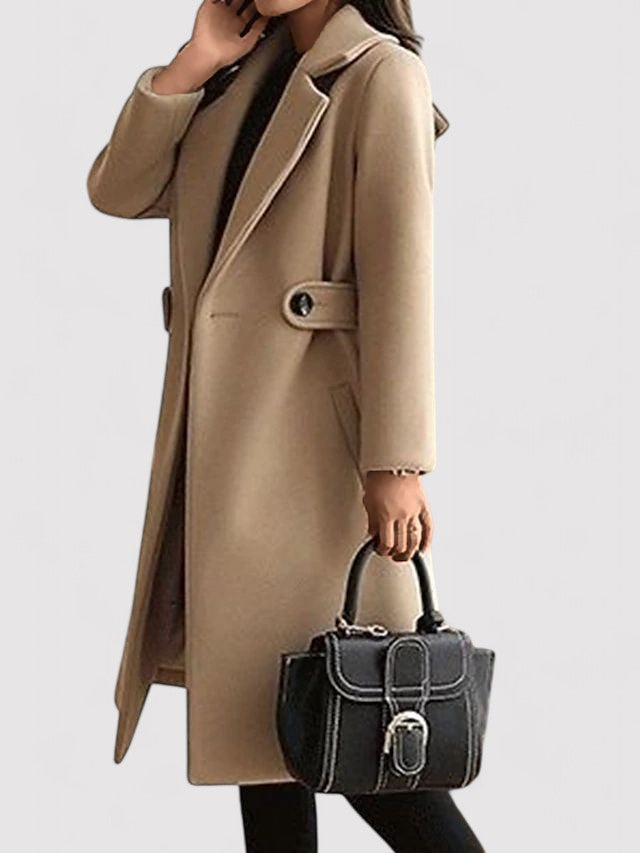 Léa | Manteau Élégant Long Ceinturé