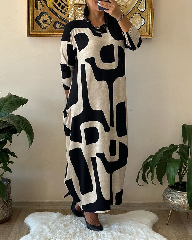 Isolde - Robe Ample Élégante Avec Manches Longues - Coupe Oversize, Coton, Femme