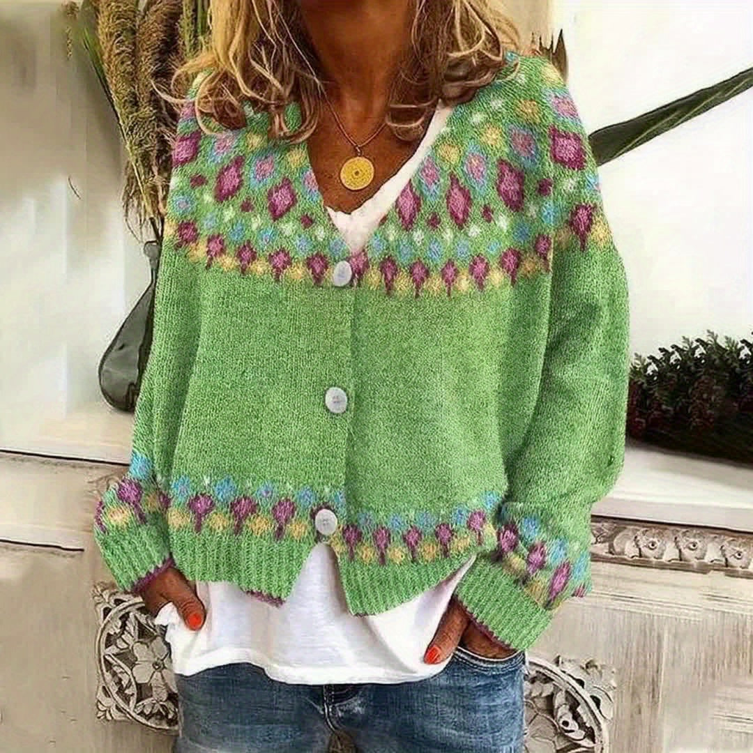 Delphine - Cardigan Féminin Boutonné Brodé