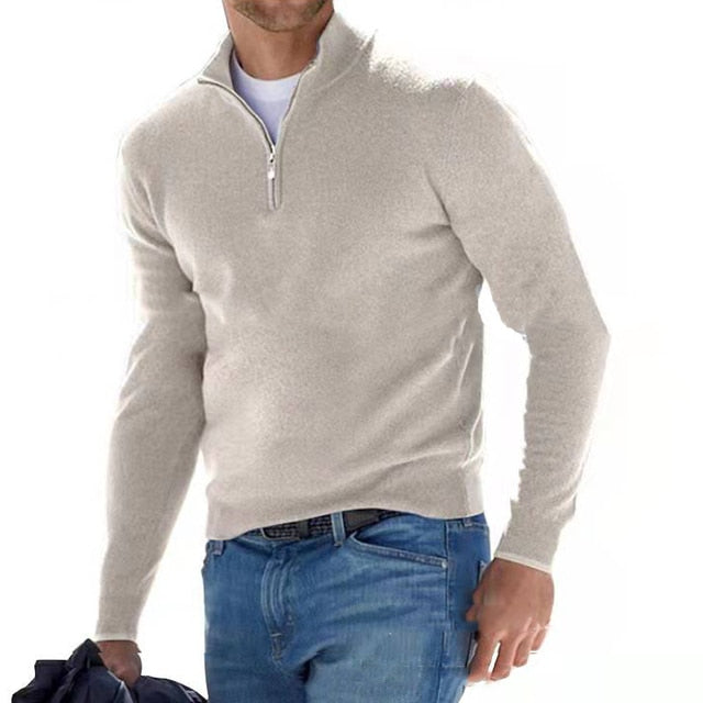 Julien - Pull Élégant Col Zippé Laine