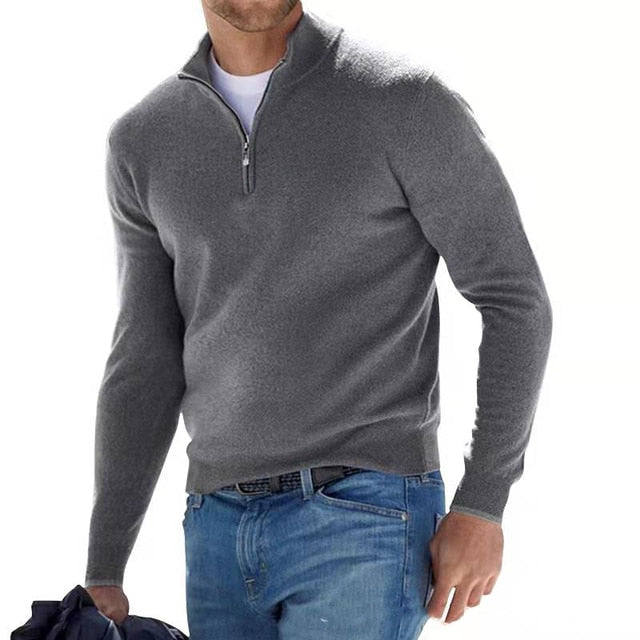 Julien - Pull Élégant Col Zippé Laine