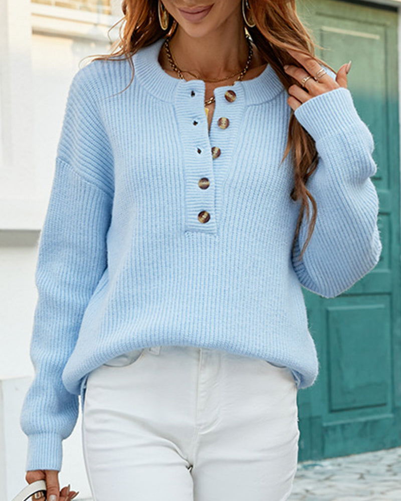 Caroline - Pull Chic Boutonné Grosse Maille