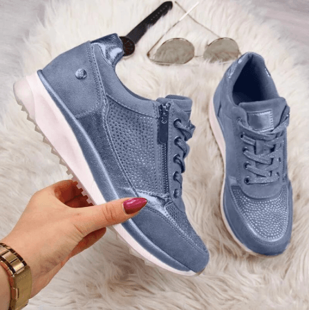Martine - Baskets Chic Daim Zippées