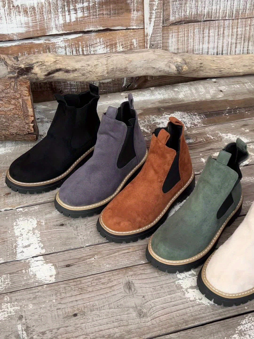 Marie - Bottines Chelsea Élégantes Daim Semelle Crantée
