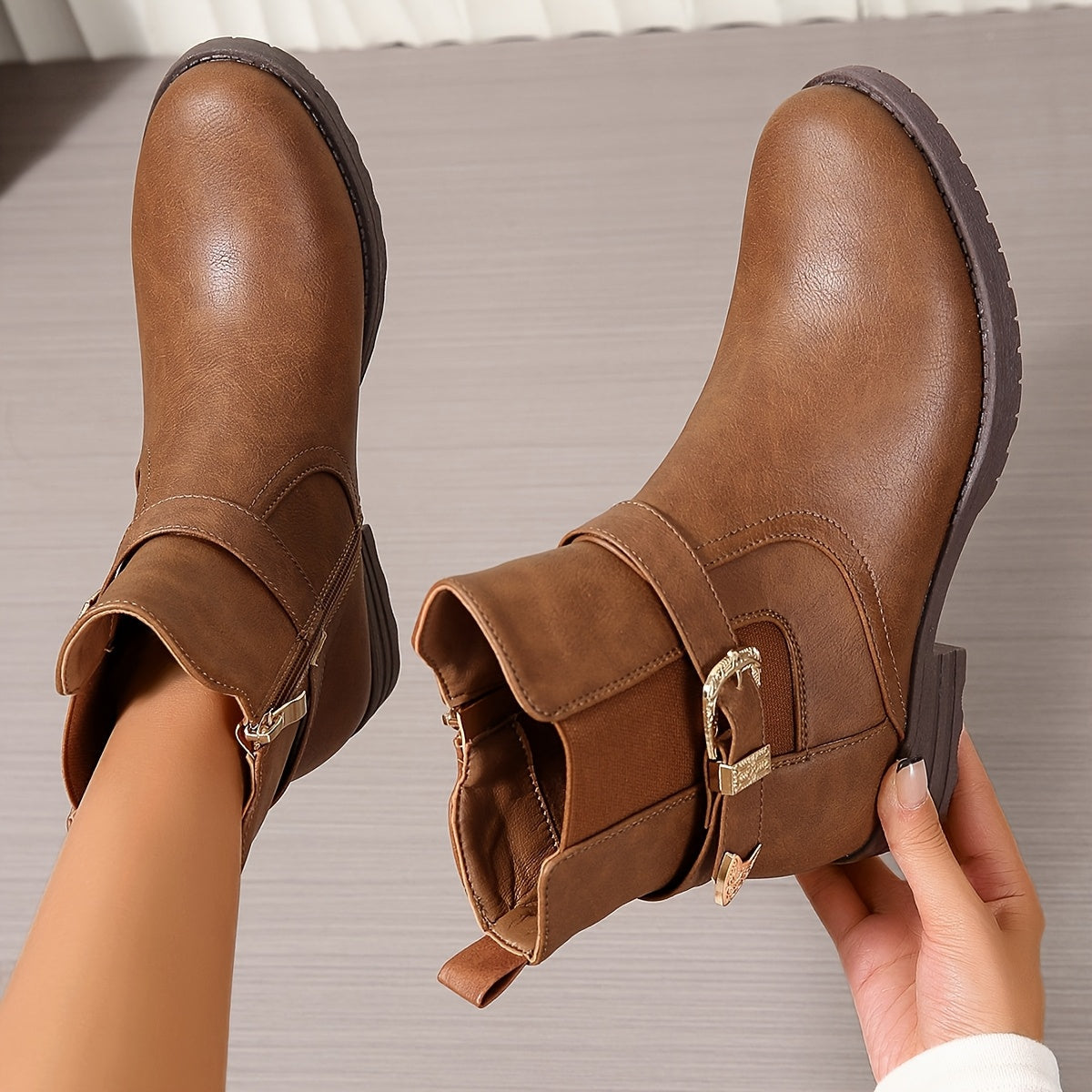 Laurence - Bottines Chelsea Élégantes Boucle Métallique