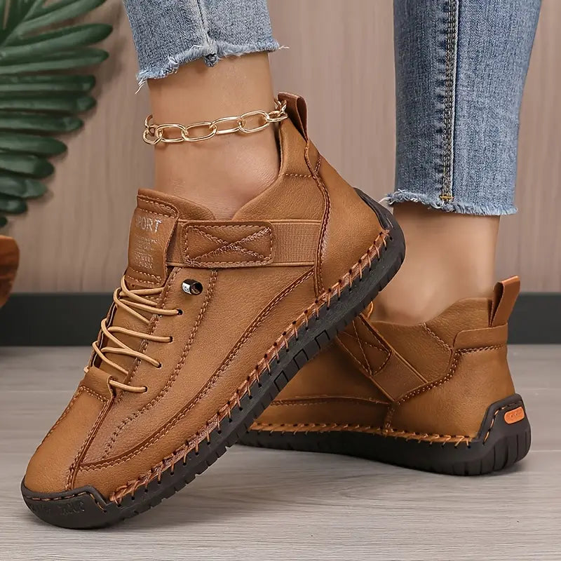 Christine | Baskets Élégantes Cuir Surpiquées