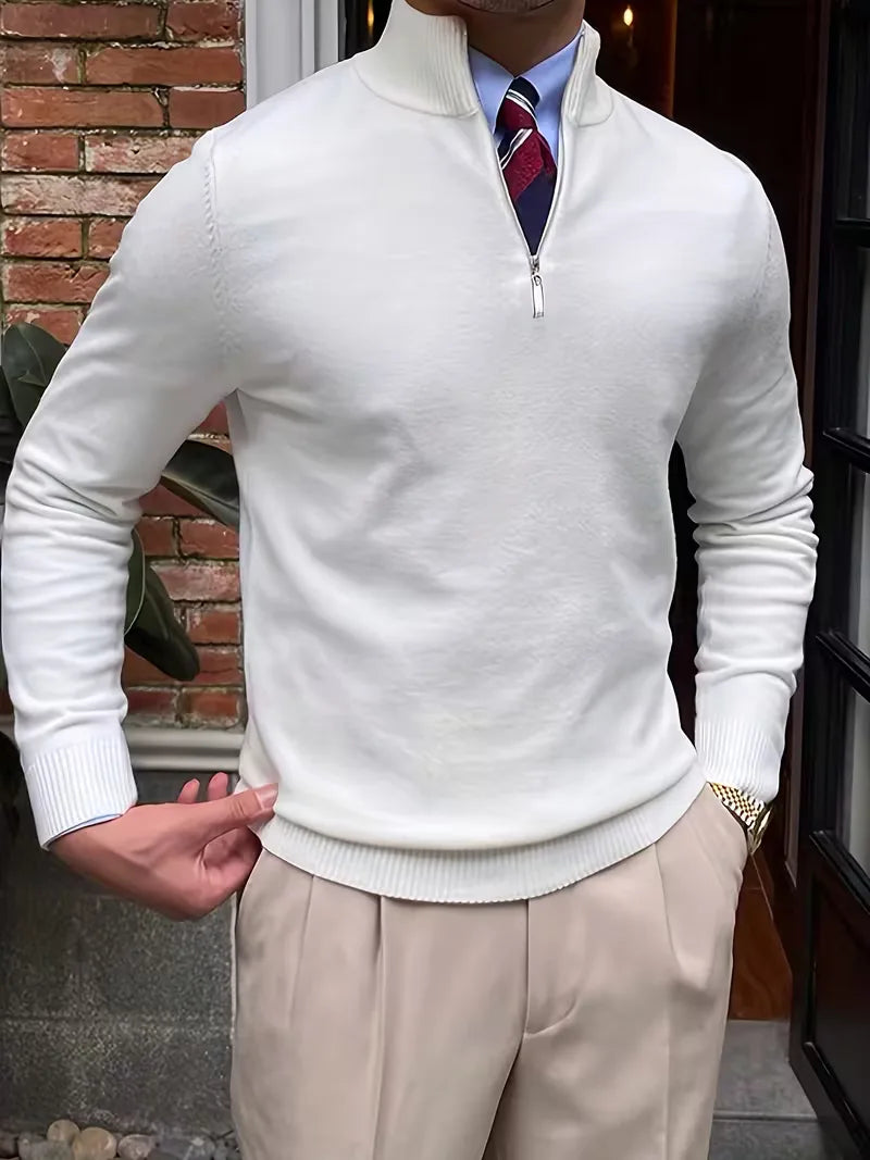 Thomas - Pull Élégant Col Montant Zippé