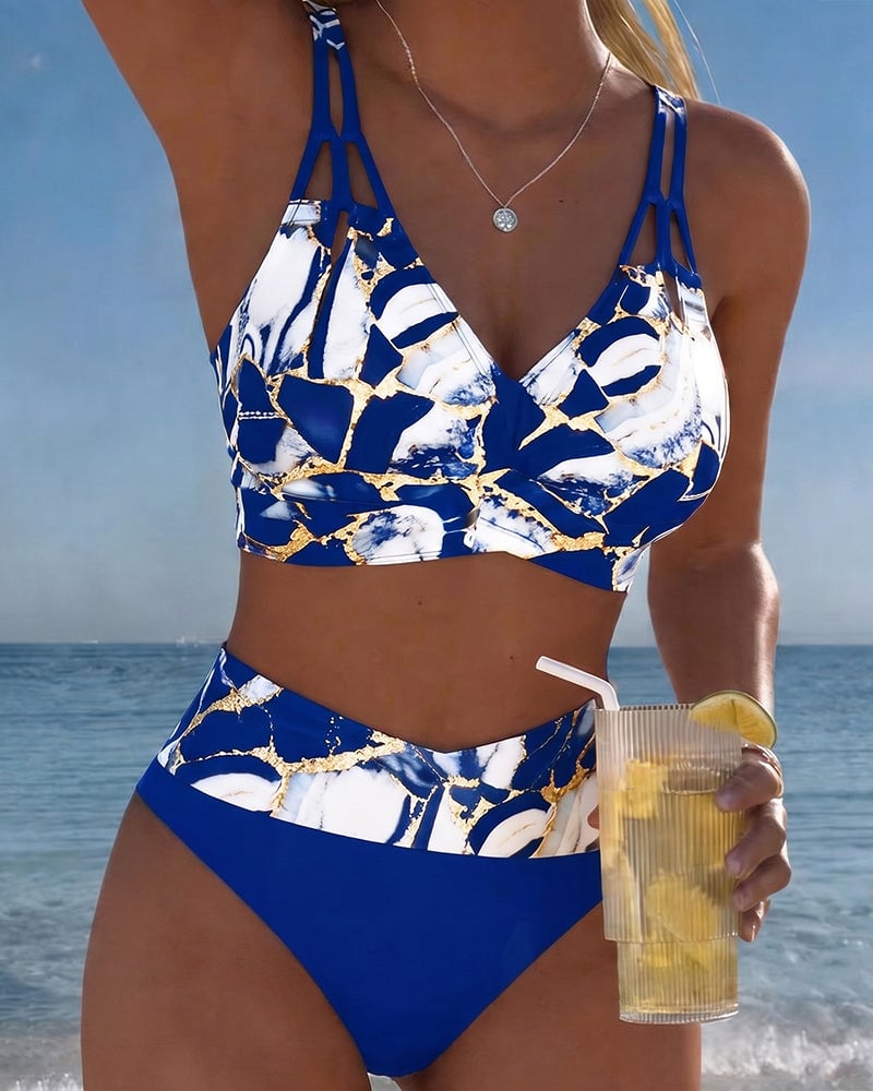 Inès - Bikini Taille Haute Sexy Imprimé