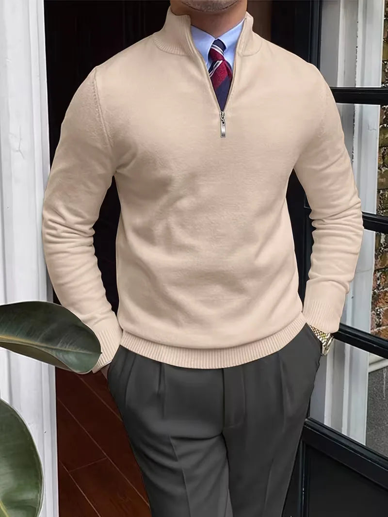 Thomas - Pull Élégant Col Montant Zippé