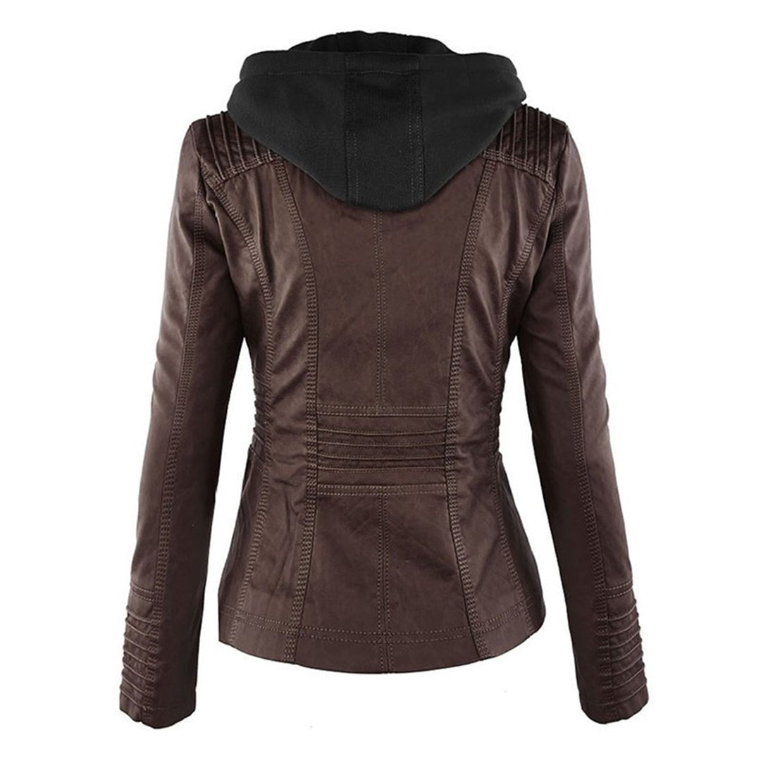 Marguerite - Veste Chic Cuir Capuche