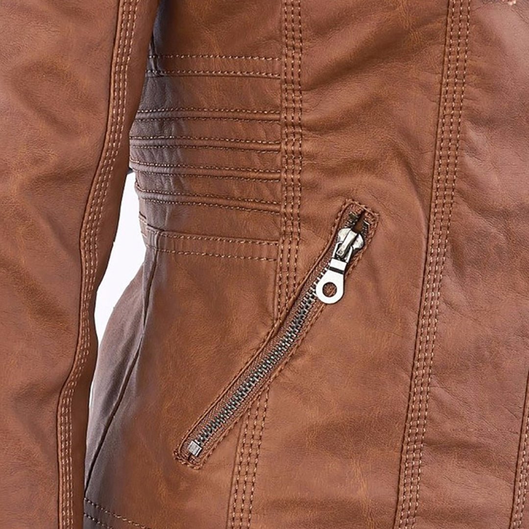 Marguerite - Veste Chic Cuir Capuche