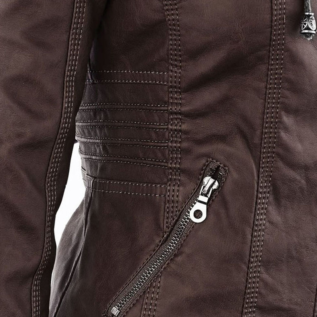 Marguerite - Veste Chic Cuir Capuche