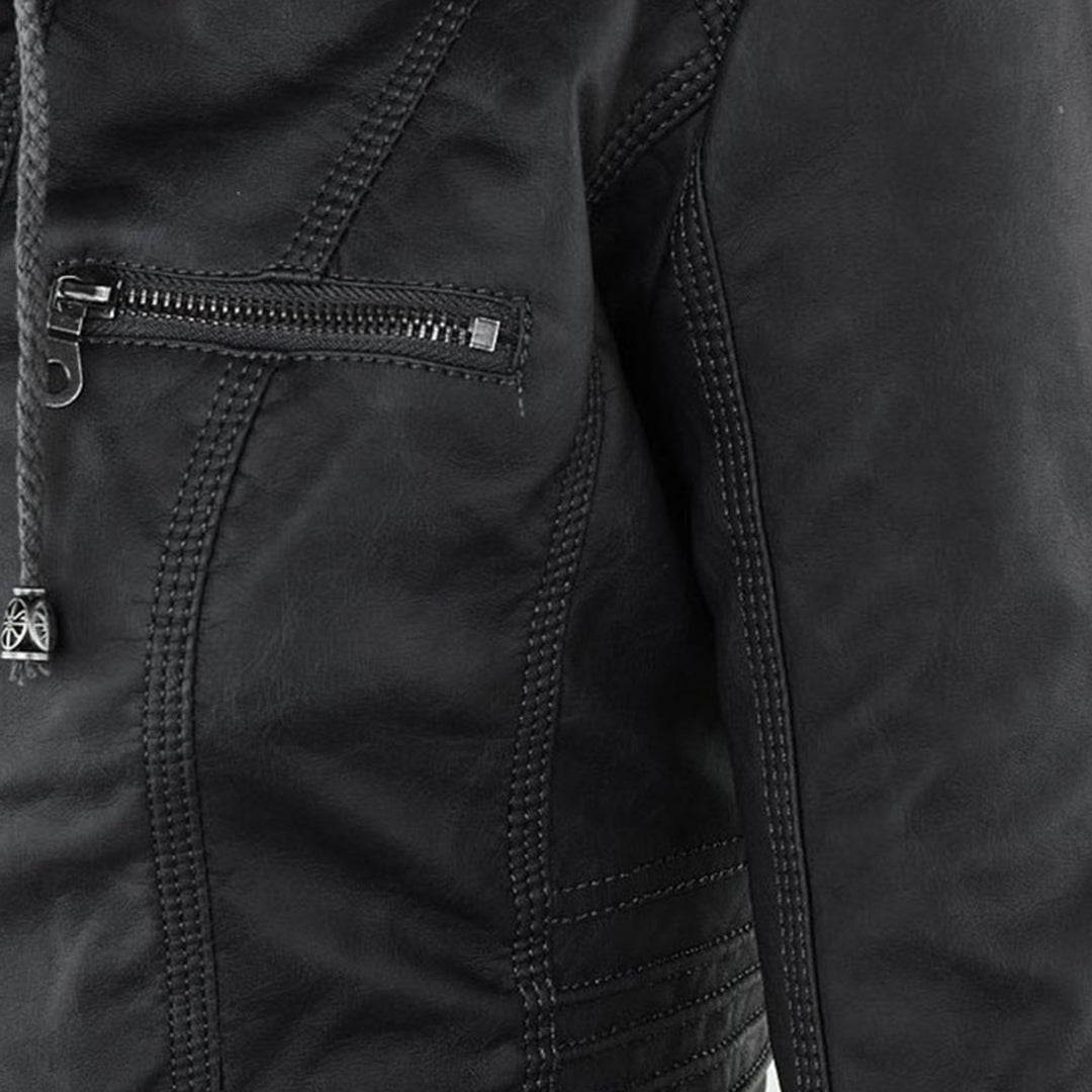 Marguerite - Veste Chic Cuir Capuche