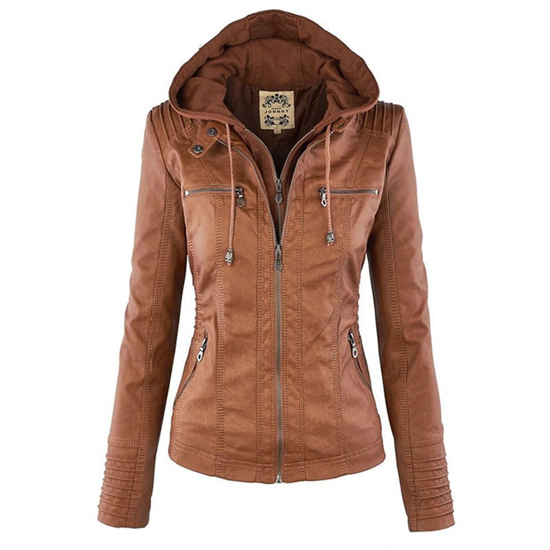 Marguerite - Veste Chic Cuir Capuche