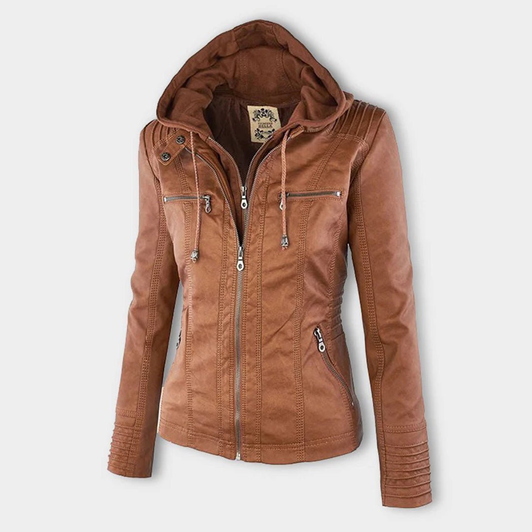 Marguerite - Veste Chic Cuir Capuche