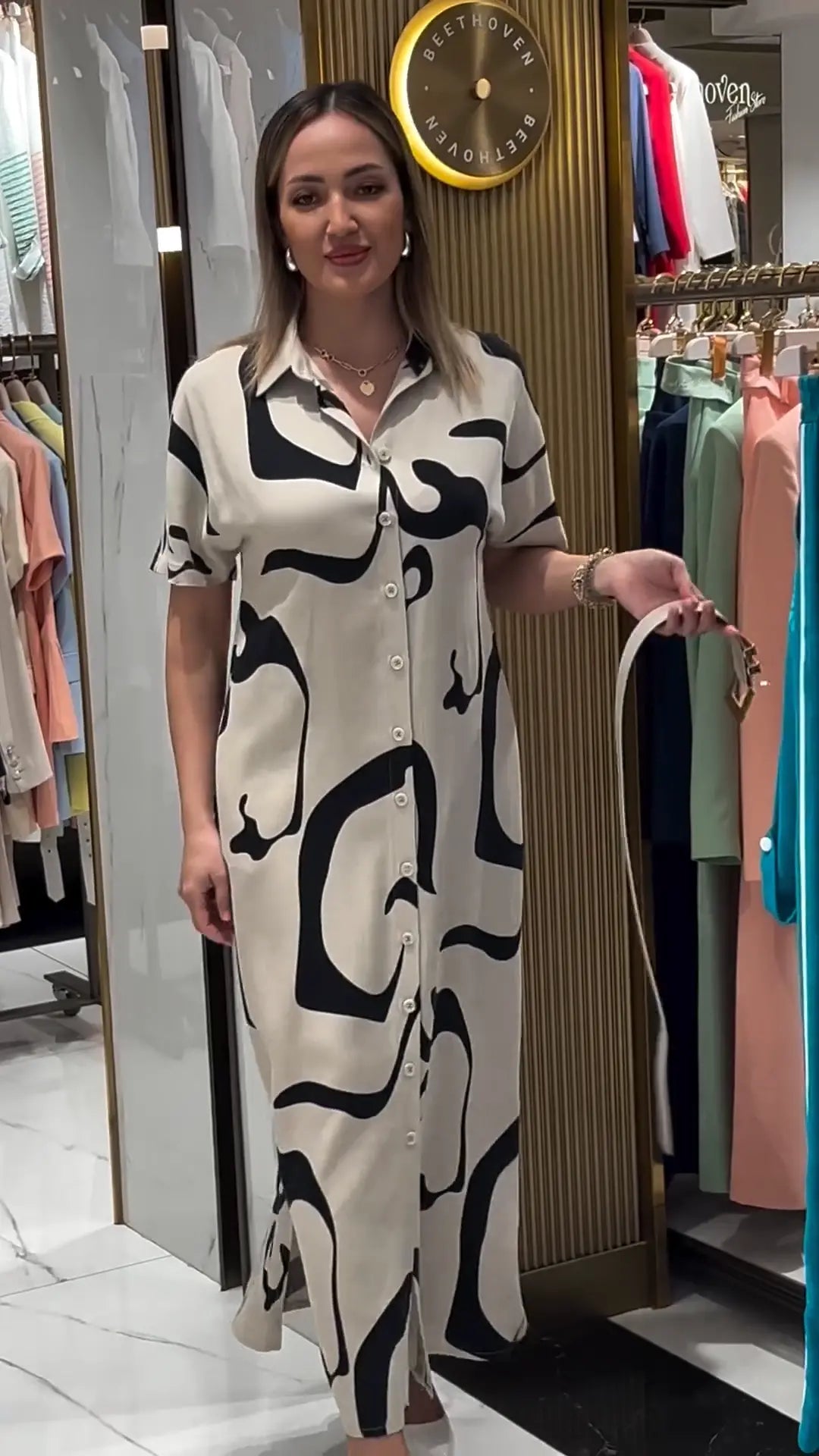 Sophie - Robe Chemise Longue Imprimée