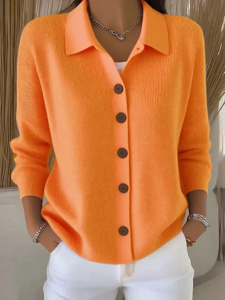 Céline | Cardigan Élégant Col Polo Boutonné