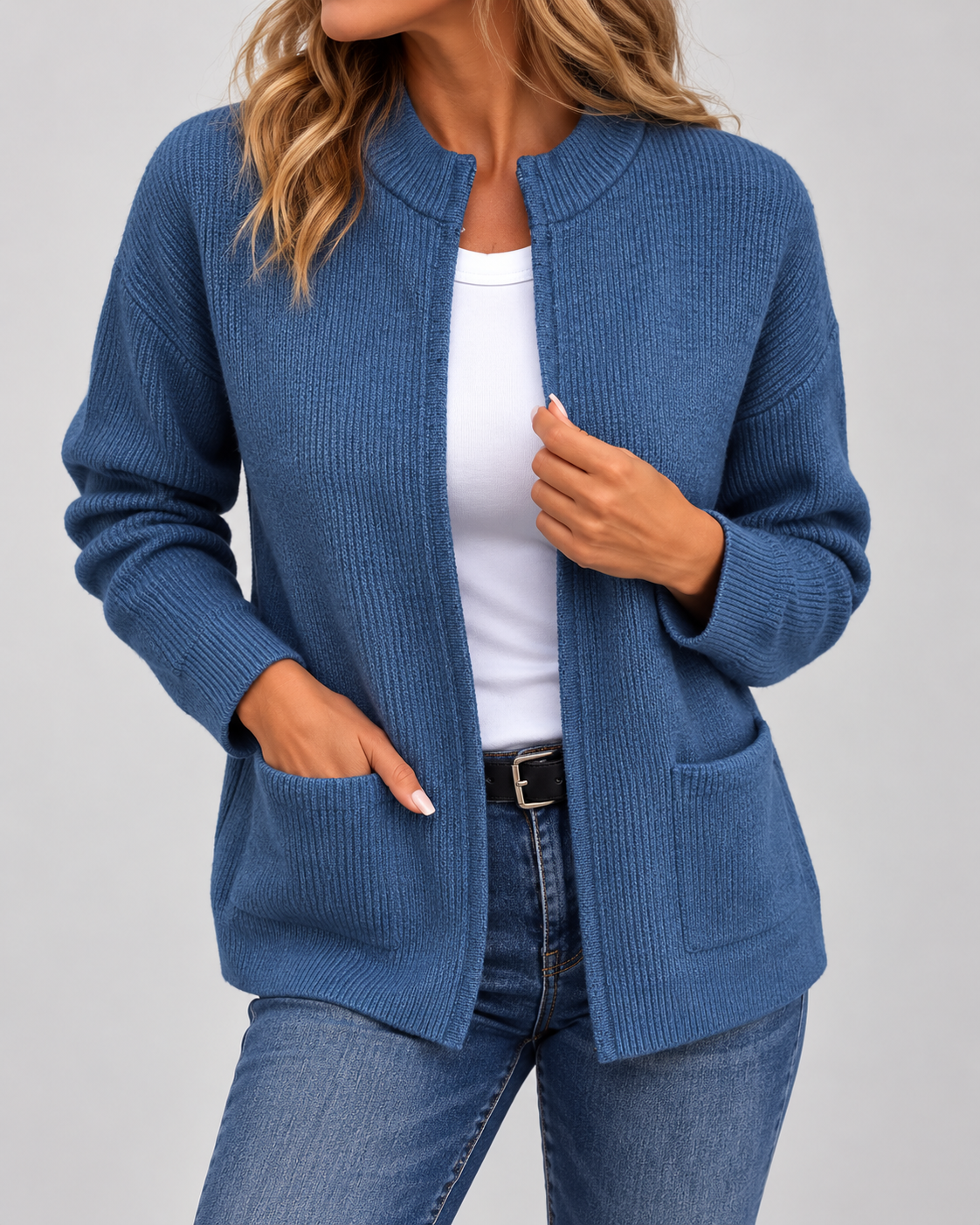 Charlotte - Cardigan Élégant Zippé Fine Maille