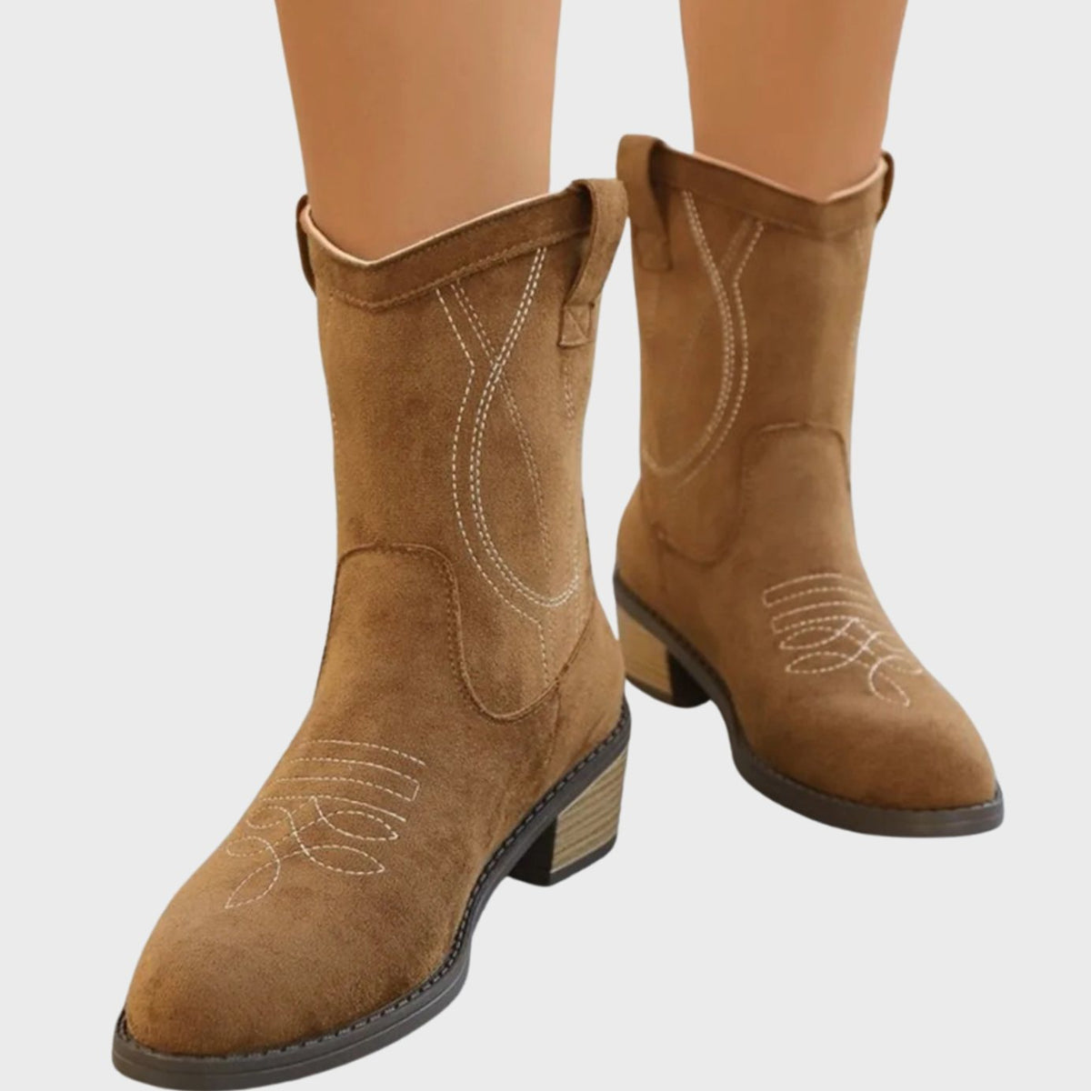 Karine - Bottes Cowboy Chic Daim Brodées
