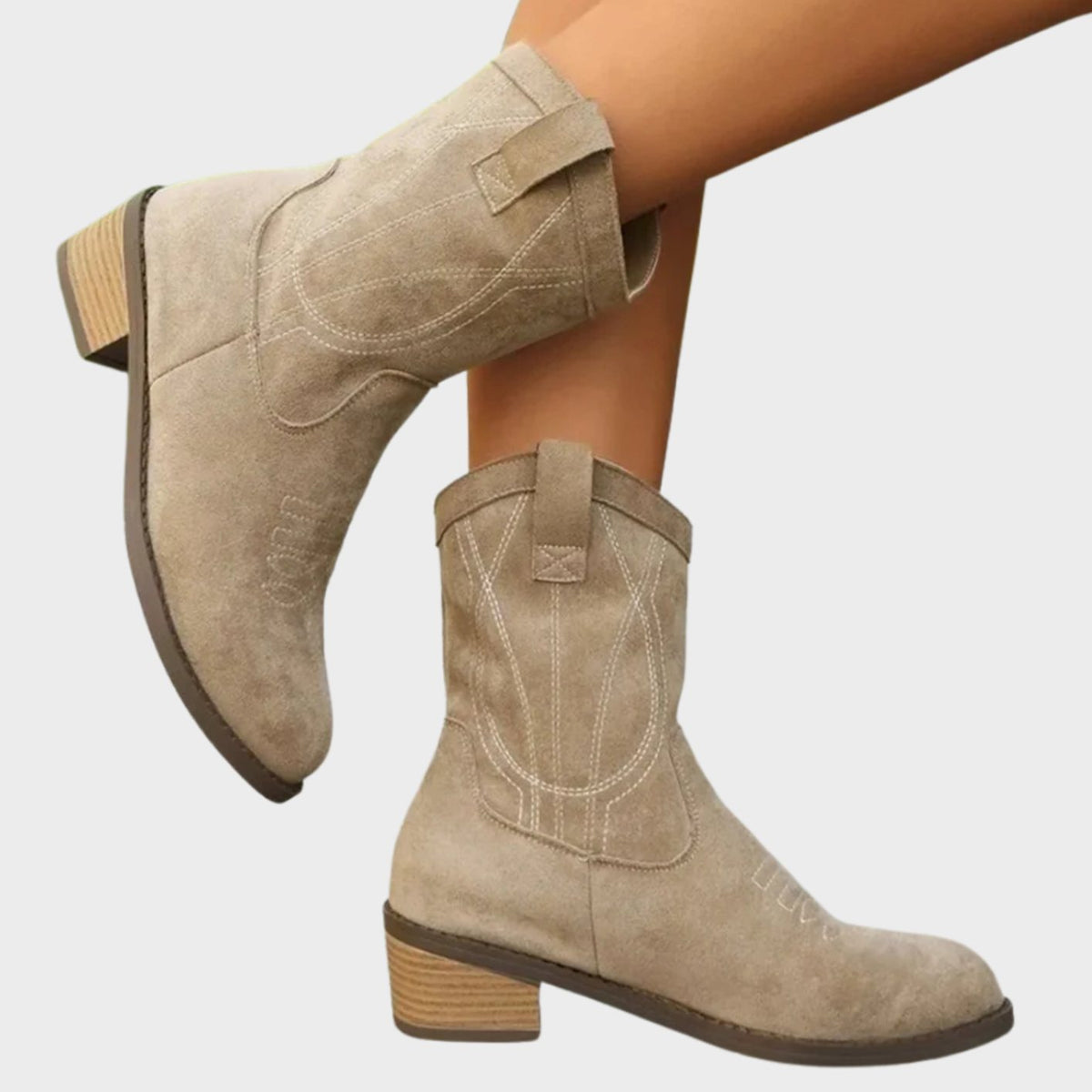 Karine - Bottes Cowboy Chic Daim Brodées