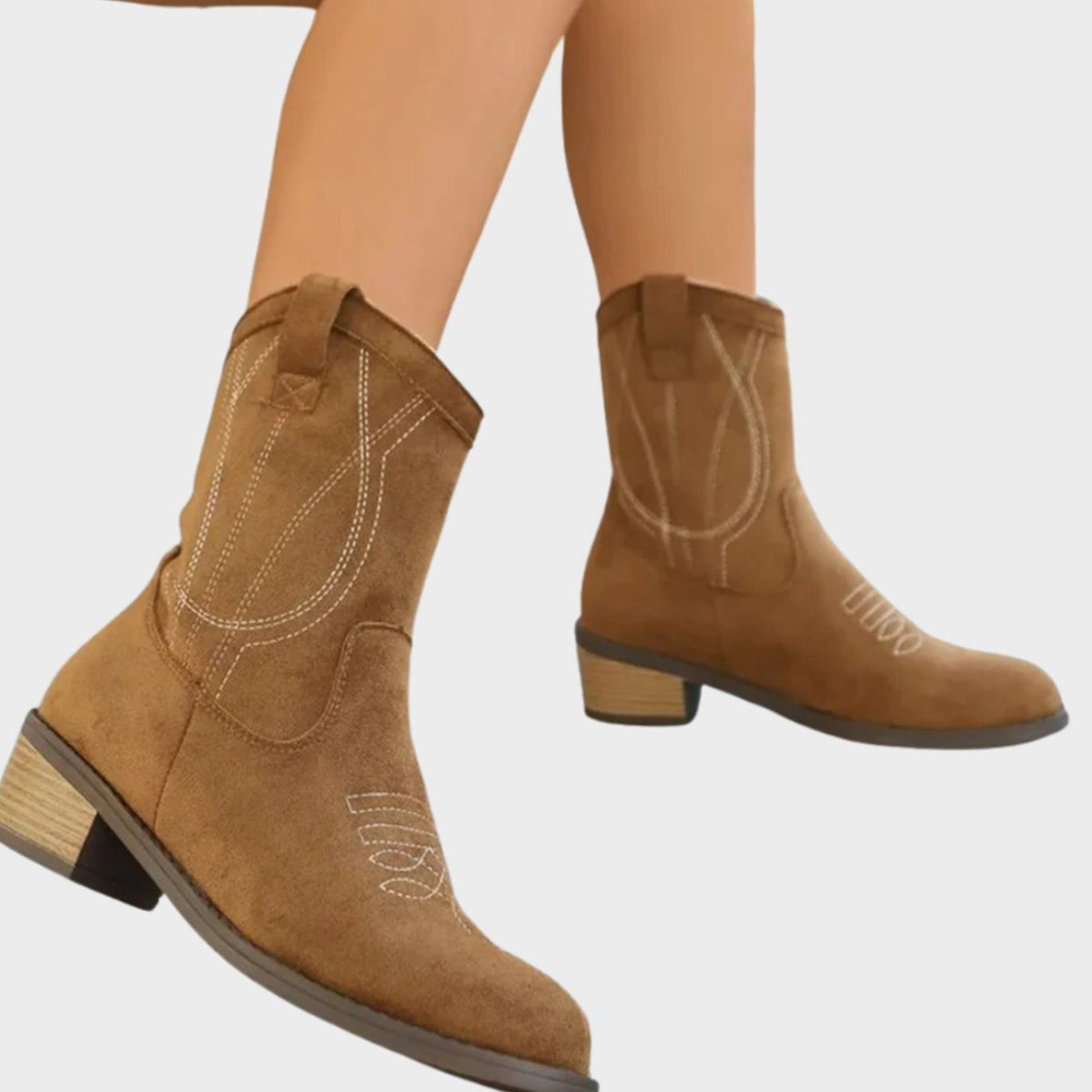 Karine - Bottes Cowboy Chic Daim Brodées